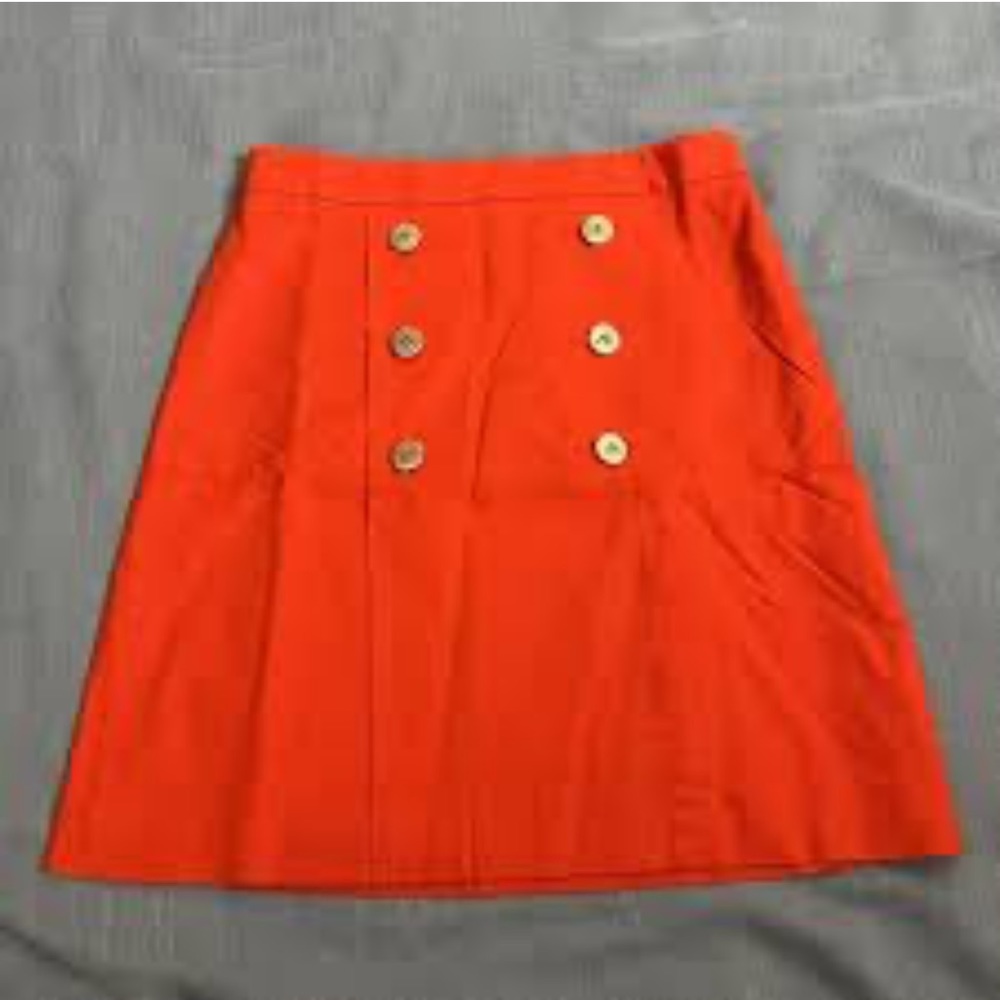 J Crew Marine Orange High Waist Linen Skirt Sz 4 NWOT